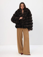 Short coat made of natural arctic fox fur 