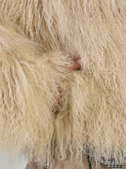 Eliza Natural llama fur coat with English collar