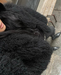 Mongolian Fur Coat with English Collar. Blana naturala din oaie mongoleza cu revere. KALINKA FURS