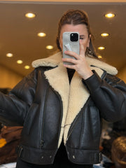 Tatiana Leather and natural fur coat