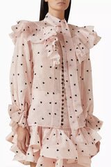 Olya pink polka dot dress