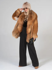 Elena Short natural fox fur coat 