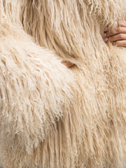 Elisa Natural llama fur coat with English collar