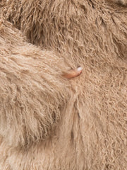 Elena Natural llama fur coat with English collar. Length 80cm