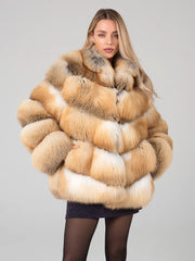 Victoria Short natural fox fur coat 
