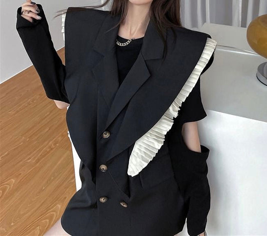 Ruffled Classic Vest.Vesta clasică cu volane KALINKA FURS