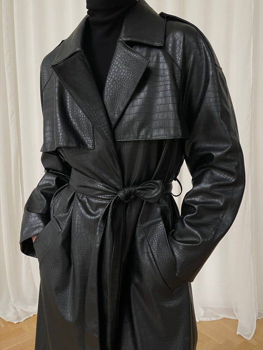 Oversized Masculine Natural Leather Trench Coat. Trench din piele naturala stil masculin oversized KALINKA FURS