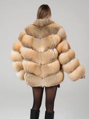 Victoria Short natural fox fur coat 