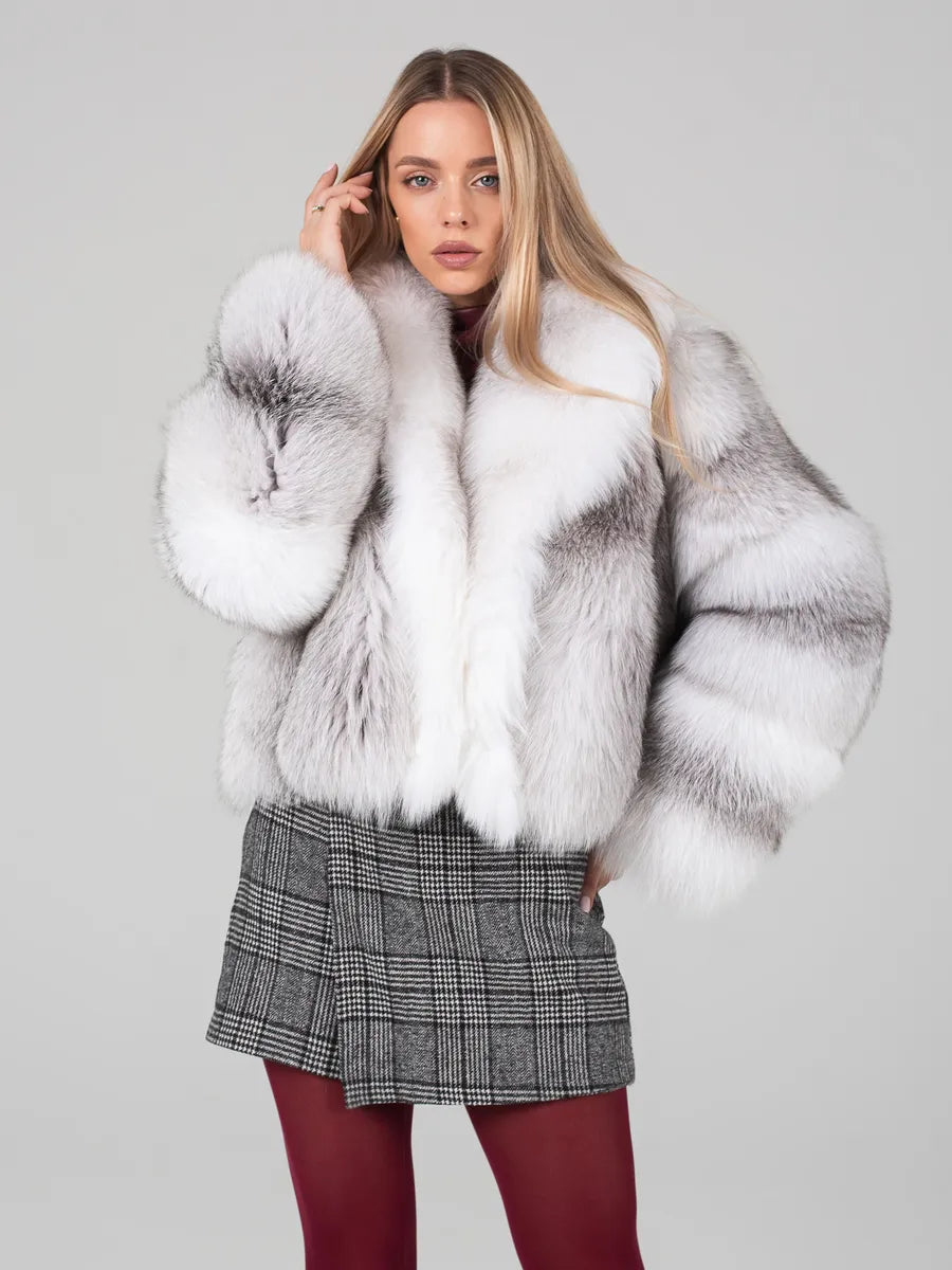 Sophia Haină scurtă din blană naturală de vulpe arctică