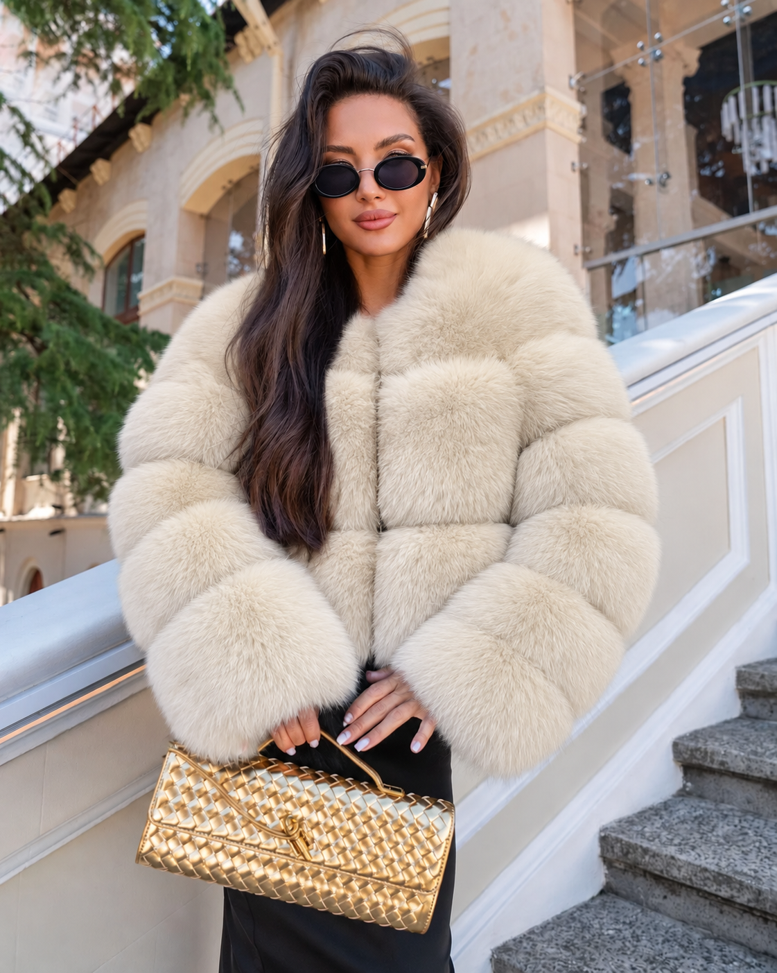 Kurze Jacke aus echtem Fuchspelz