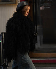 Mongolian Fur Coat with English Collar. Blana naturala din oaie mongoleza cu revere. KALINKA FURS