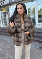 Natural Sable Fur Coat with English Collar. Haina din blana naturala de zibelina cu guler englezesc. KALINKA FURS