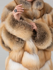 Victoria Short natural fox fur coat 
