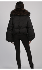 Geaca de fas cu guler din blana naturala de vulpe KALINKA FURS