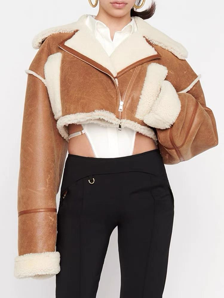 Cropped Shearling Winter Jacket