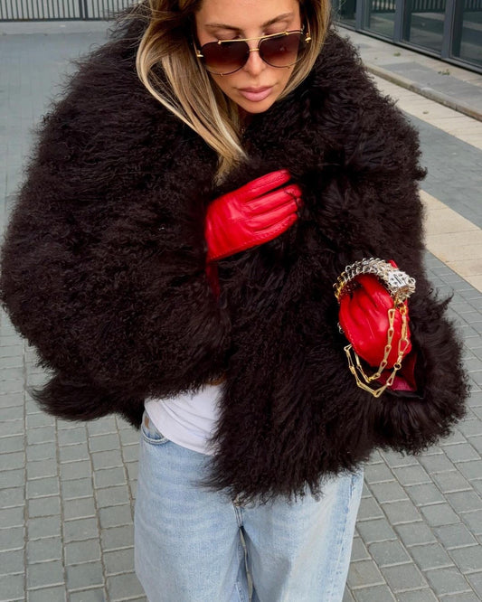 Mongolian Fur in Dark Brown. Blana mongoleza maro inchis