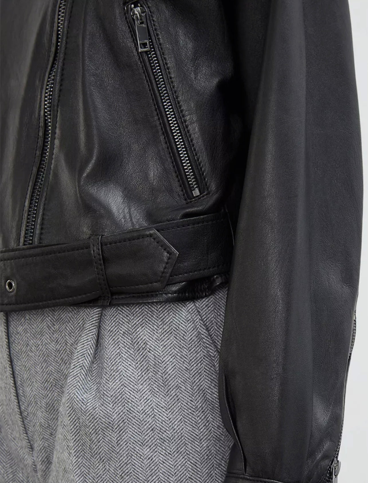 Black Leather Jacket Double Style Geaca din piele stil dublu