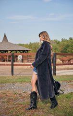 Haina din blana ecologica de nurcă, nuanta grafit