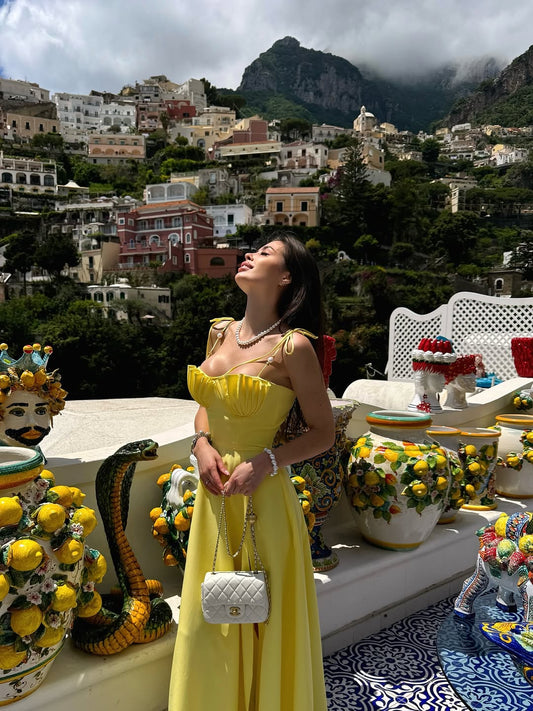 Katya rochie maxi vaporoasă cu detaliu scoica