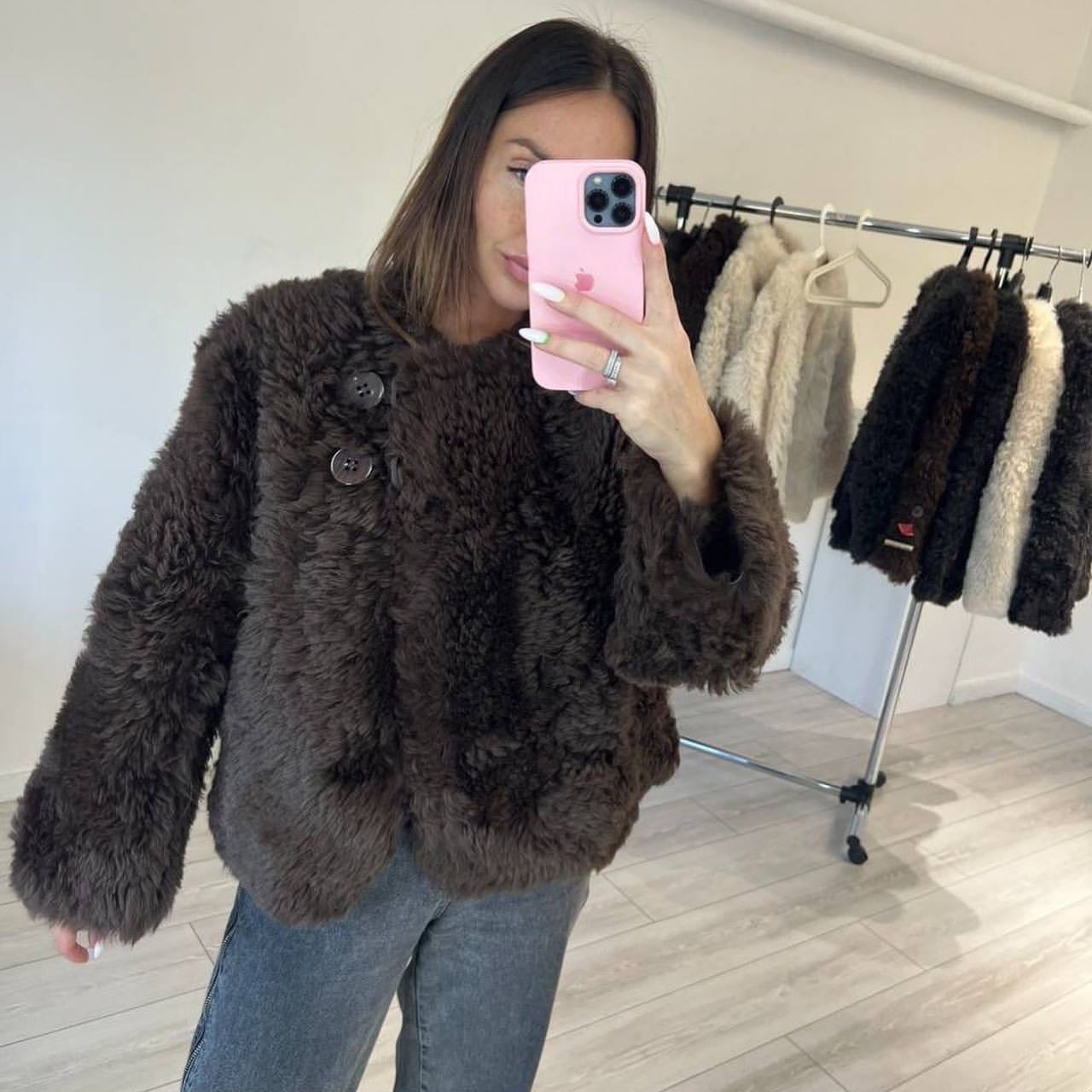 Tigrado Shearling Coat Mini. Blana naturana din oaie tigrado in varianta mini