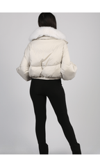 Geaca de fas cu guler din blana naturala de vulpe KALINKA FURS