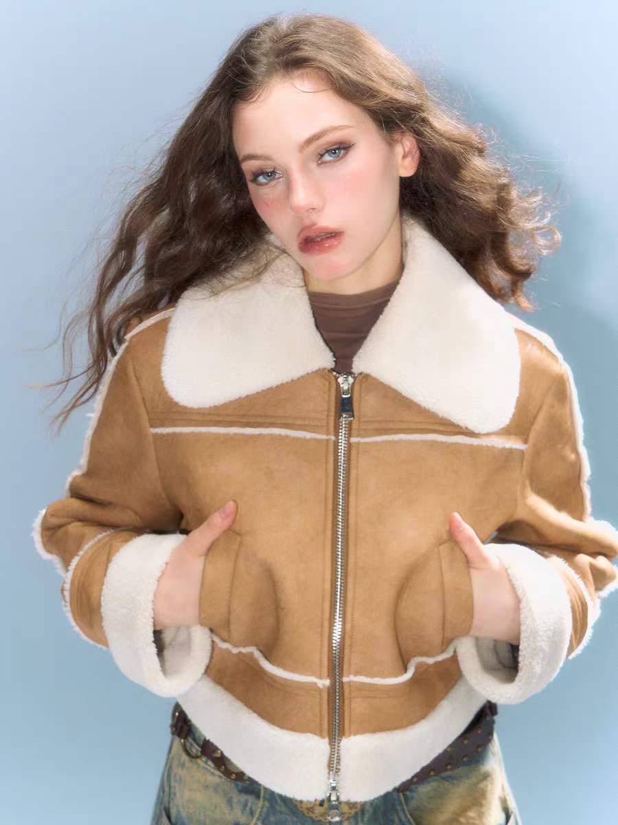 Cropped Shearling Winter Jacket