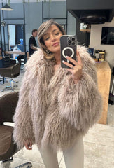 Mongolian Fur Coat with English Collar. Blana naturala din oaie mongoleza cu revere. KALINKA FURS