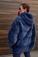Natural Hooded Mink Fur. Blana naturala din vizon cu gluga. KALINKA FURS