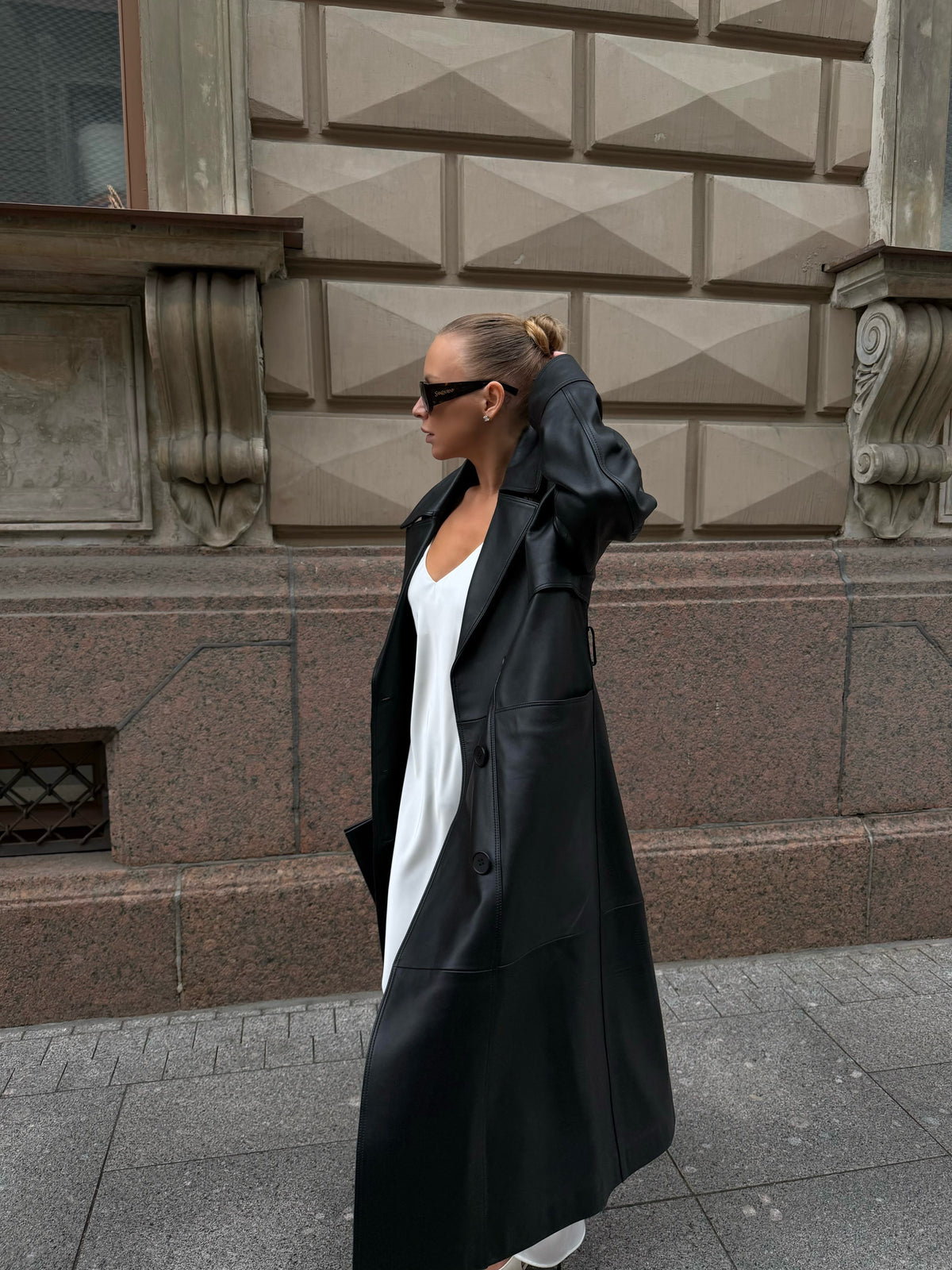 Larissa trench din piele naturala