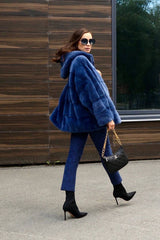 Natural Hooded Mink Fur. Blana naturala din vizon cu gluga. KALINKA FURS