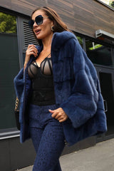 Natural Hooded Mink Fur. Blana naturala din vizon cu gluga. KALINKA FURS