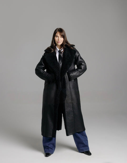 Cojoc de iarnă din blana naturală de oaie Tigrado