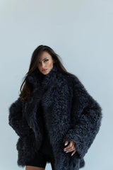 Double wear Tigrado Shearling Coat. Cojoc natural din lana de oaie Tigrado model reversibil KALINKA FURS