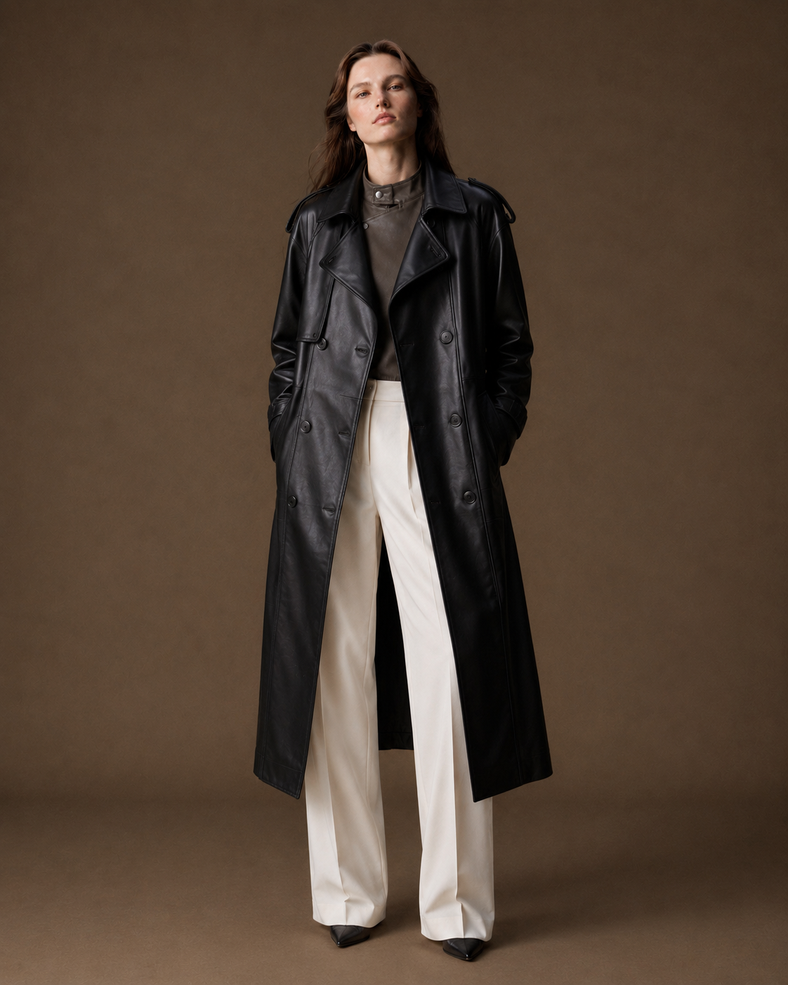 Issa trench din piele naturala