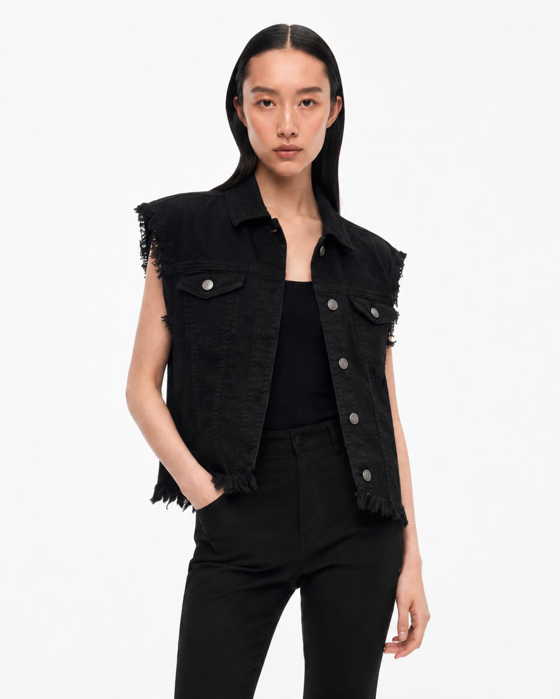 vesta din denim negru