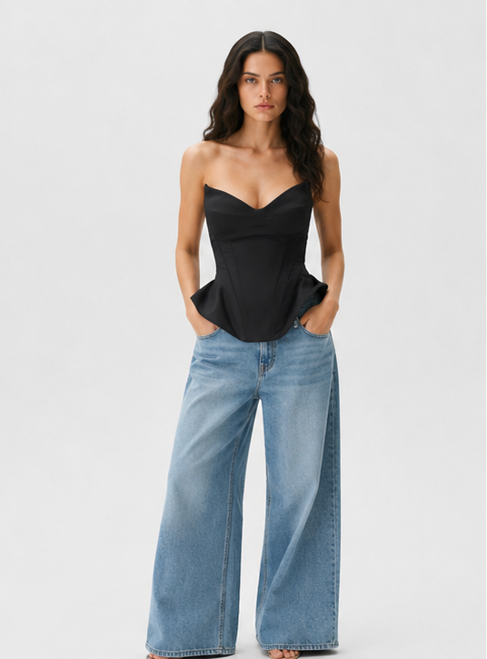 Top Corset Negru