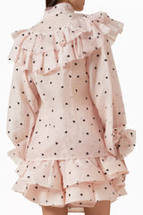 Olya pink polka dot dress