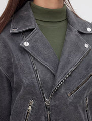 Vintage Effect Leather Jacket KALINKA FURS