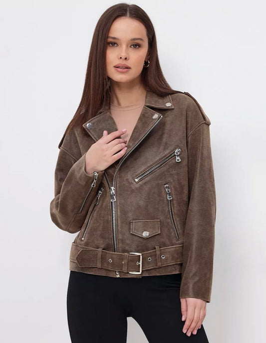 Oversized vintage jacket in brown. Jacheta oversized efect vintage maro KALINKA FURS