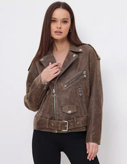Oversized vintage jacket in brown. Jacheta oversized efect vintage maro KALINKA FURS