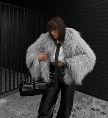 Mongolian Fur Coat with English Collar. Blana naturala din oaie mongoleza cu revere. KALINKA FURS