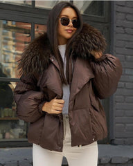 Casiana Jachetă calduroasa din puf de gasca și blană naturală de vulpe