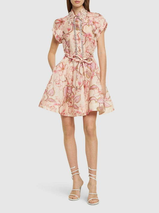 Elin rochie cu print floral și aplicații
