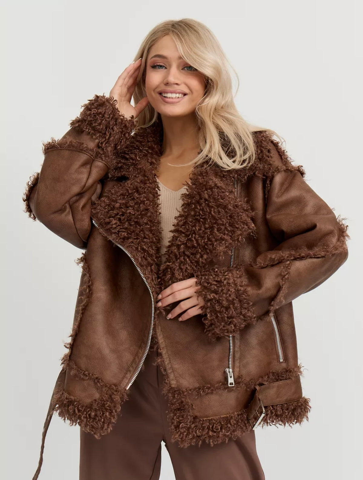 Betty oversized winter coat with fur