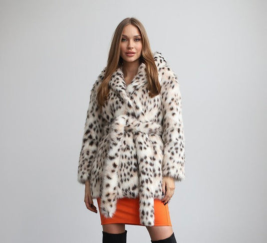 Women's Faux Fur Midi Winter Coat Eco Lynx KALINKA FURS