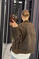 Leather suede jacket. Geaca din piele întoarsă KALINKA FURS