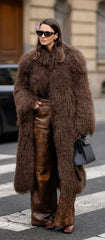 Mongolian Dark Brown Long Fur. Blana din oaie mongoleza lungă. KALINKA FURS