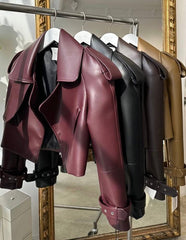 Vegan leather jacket. Geaca eco cu epoleți KALINKA FURS