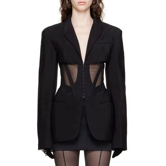 Enrika set sacou cu pantaloni transparenți