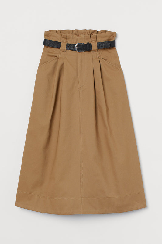 Cotton midi skirt with pleats